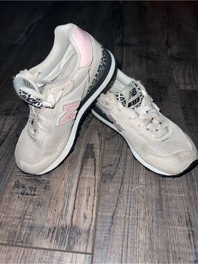 New Balance Cream and Pink Cheetah Print Sneakers
